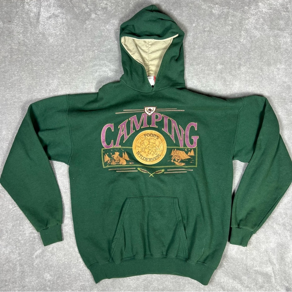 Disney Hoodie Womens L/XL Winnie The Pooh Vintage 90s Camping Pooh’s Wilderness